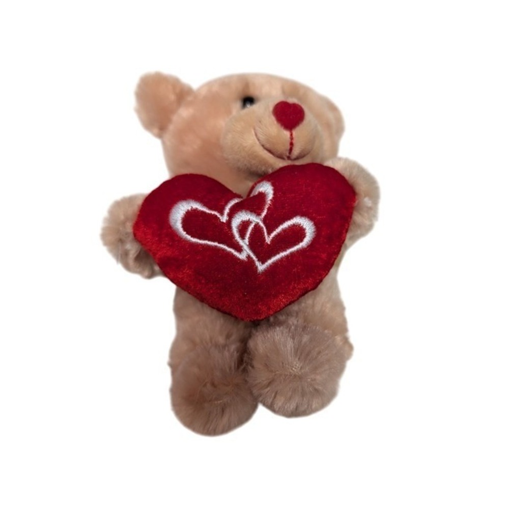 Dan Dee Valentine teddy bear stuffed toy love heart interlocked heart embroid 7"